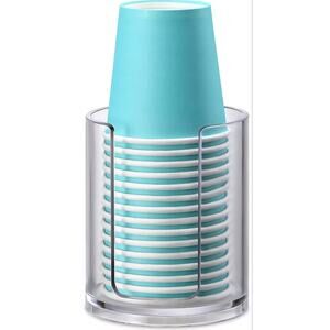 Bathroom Cup Dispenser • Clear Plastic Holder for 3oz Cups • Counter Organizer